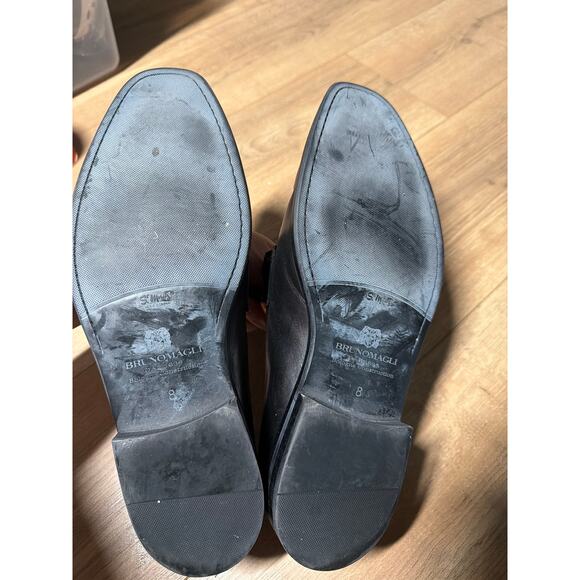 Bruno Magli Mens Signature Bit Loafers Size 8 Black Italian Leather Dress Shoes